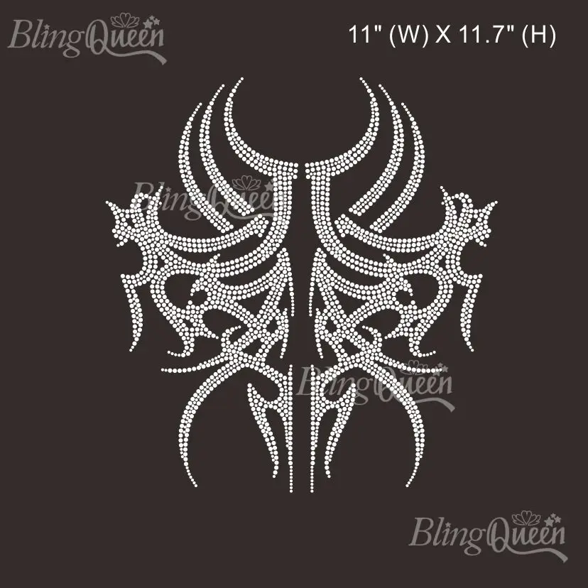 

Blingqueen-Rhinestone Transfer, Hot Fix Iron on Crystal Patch Motif, Tattoo Wing Design, 25 pcs/lot