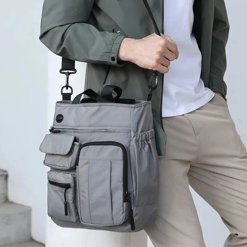 Business shoulder bag men\'s multilayer multifunctional 14-inch tablet and document handbag diagonal cross bag leisure briefcase