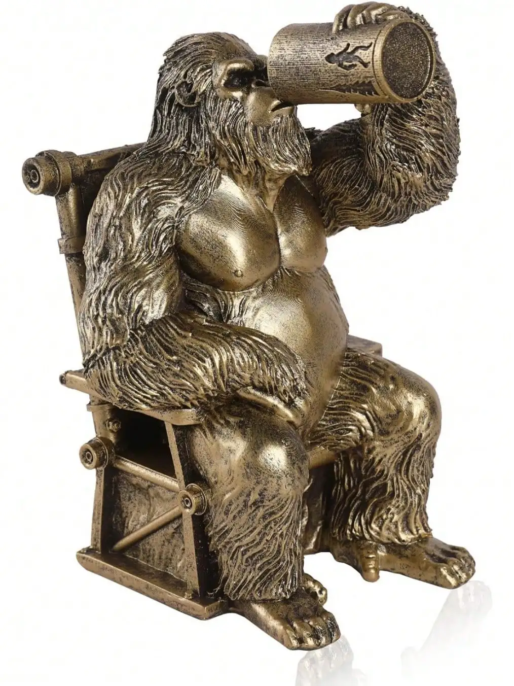 

Bigfoot Statue Lazy Sasquatch Drinking Beer On Chair - Hand-Painted Whimsical Home Decor & Desk Decor For Yard Patio Office Cabin | Bigfoot Sasquatch Gifts For Men Cryptid Enthusiasts