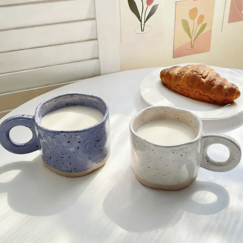 

Creative Splashed Ink Mug Hand Kneaded Irregular Ceramic Water Cup Household Coffee Cup Breakfast Cups and Milk Cups