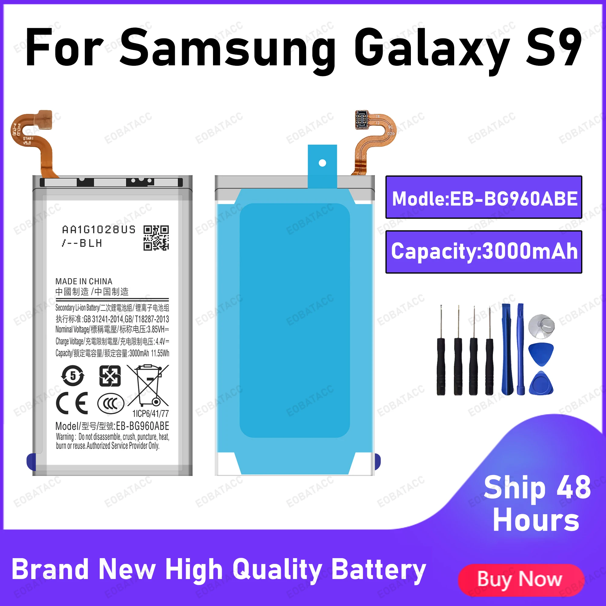 

3000mAh EB-BG960ABE Battery For Samsung Galaxy S9 Replacement Bateria+Free Tools
