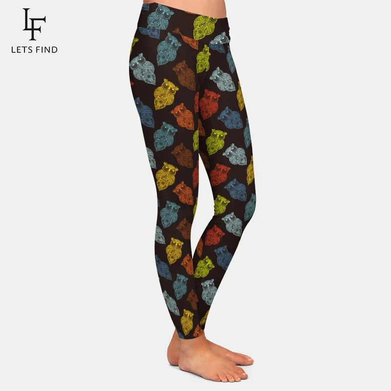 LETSFIND – pantalon extensible taille haute pour femmes, Legging de Fitness, imprimé numérique hibou, nouvelle collection