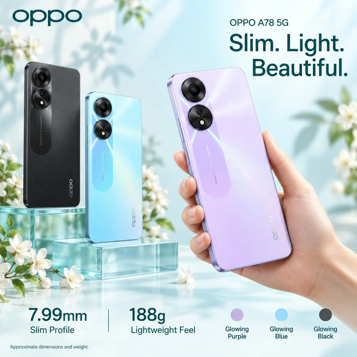 OPPO A78 5G 8GB+256GB Dimensity 700 6.56-inch 90Hz Display 50MP Camera 5000mAh 33W SUPERVOOC NFC 1TB Expandable Dual SIM Phone