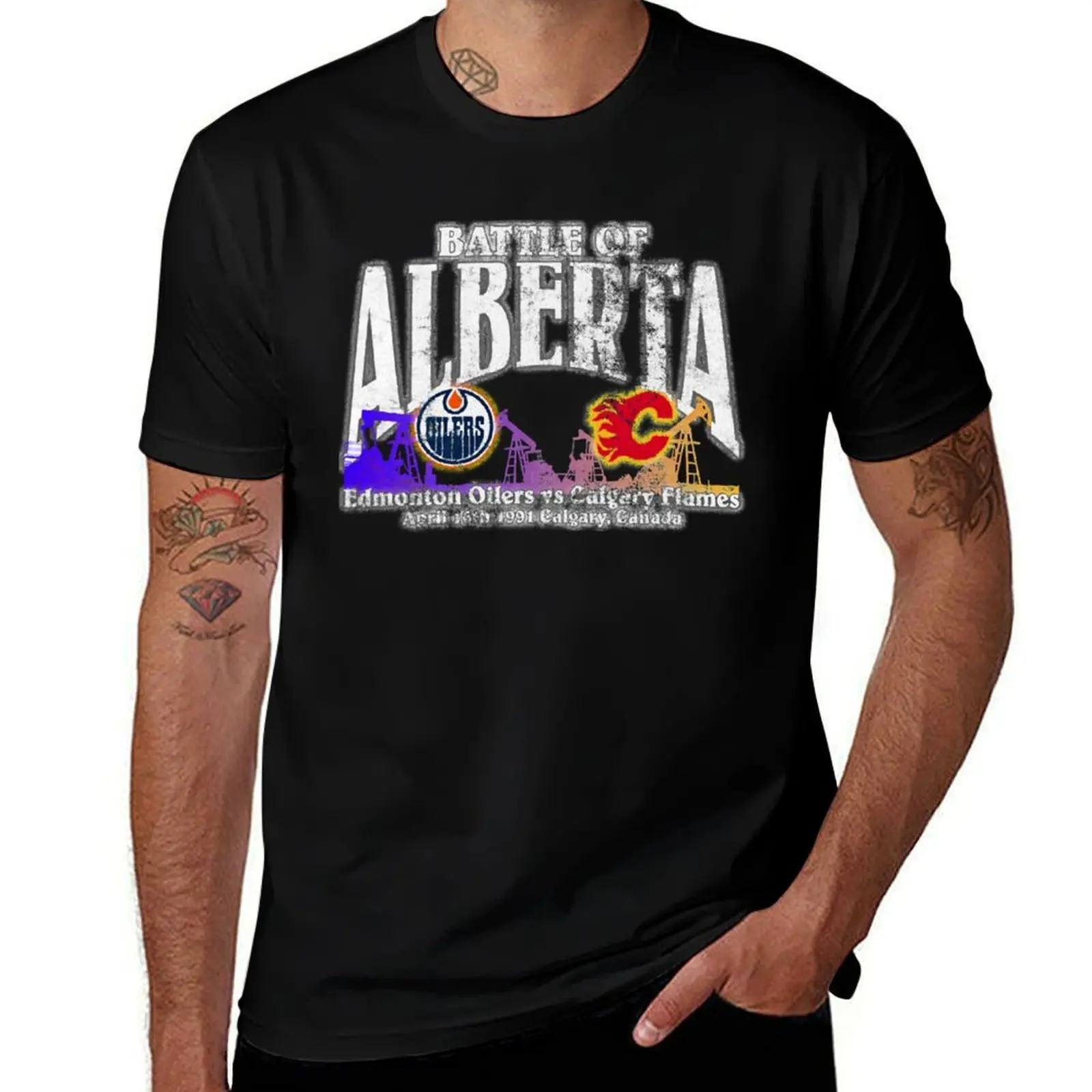 

battle of alberta hockey T-Shirt man graphic t shirt man t shirts high quality luxury brand cotton t shirt pack T-shirt