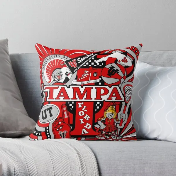 Funda de almohada cuadrada con estampado de Collage de Tampa, cómoda para dormitorio, Hotel, oficina, a la moda, no incluye un lado