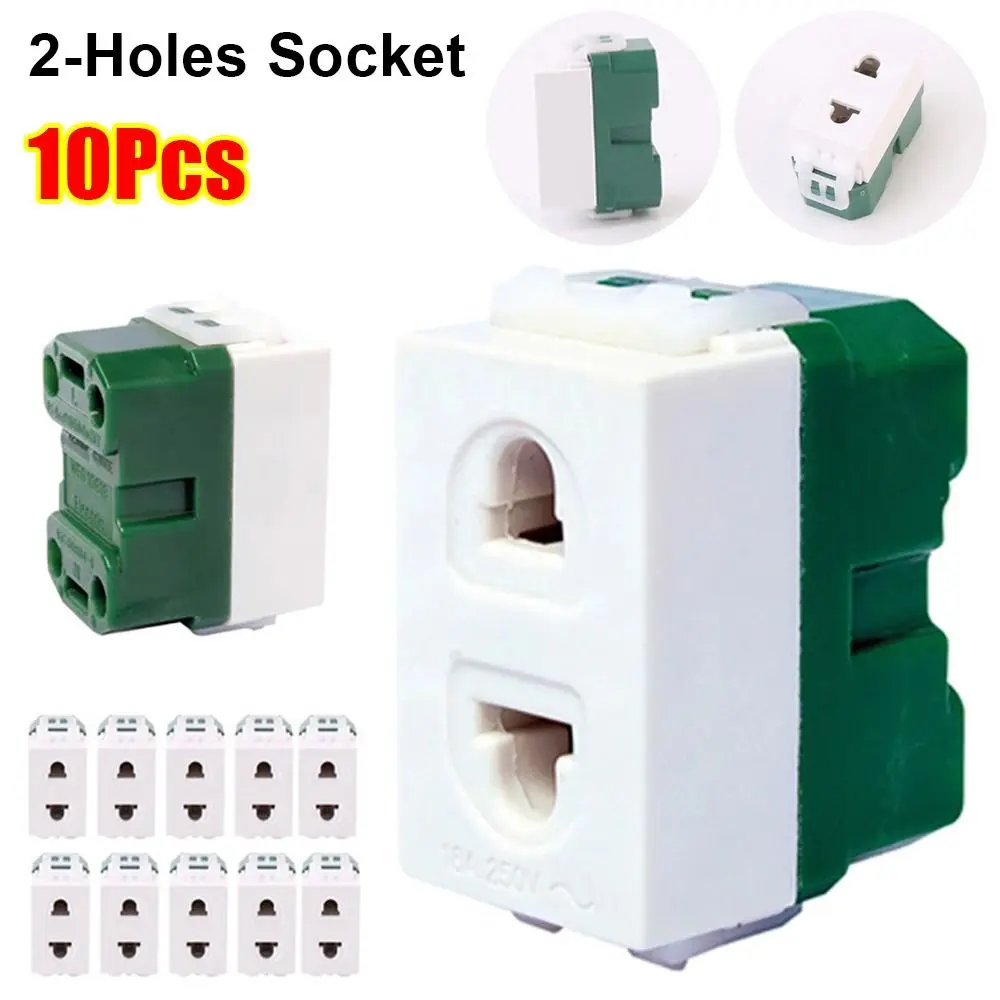 

10 шт., новая розетка серии 120 с двумя отверстиями, круглая плоская 2-контактная розетка, пластиковая розетка с одной вилкой, переключатель