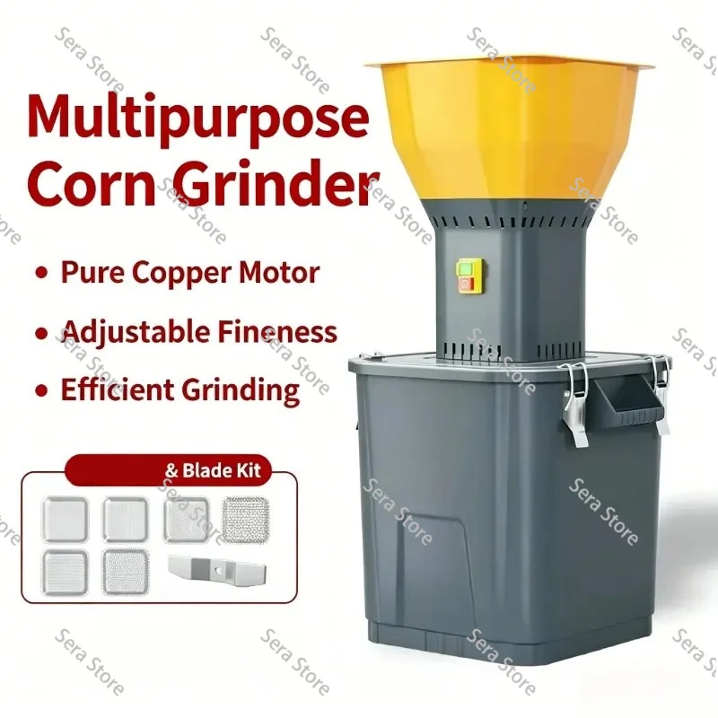 220V Small Multipurpose Electric Corn Grinder, Household Grain Mill for Chicken Livestock Feed & Small Farm Breeding