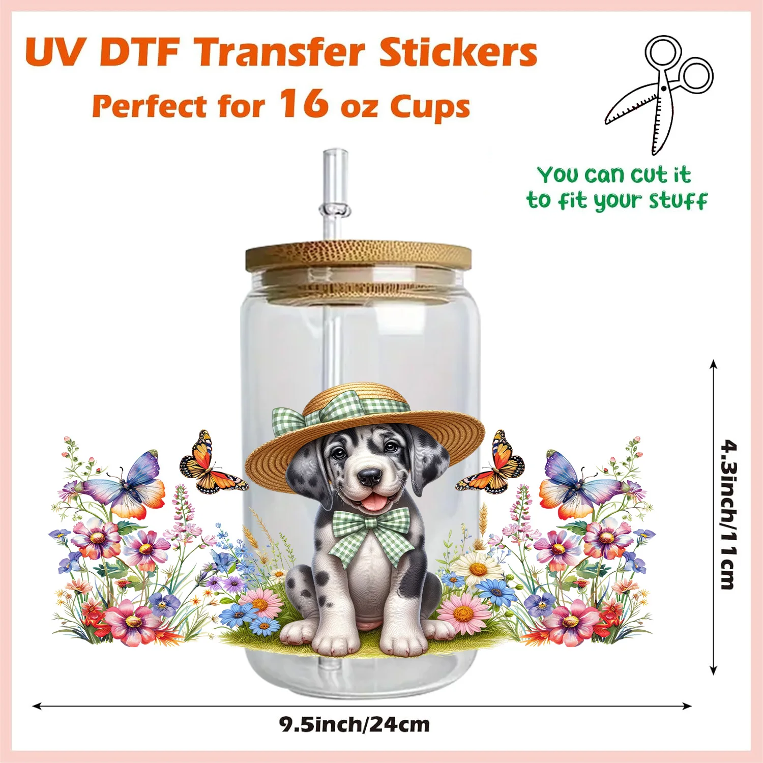 28 Style Cute small dogs artwork easy peel waterproof Party DIY Decals 3D transfers uvdtf tumbler stickers 16oz uv dtf cup wraps