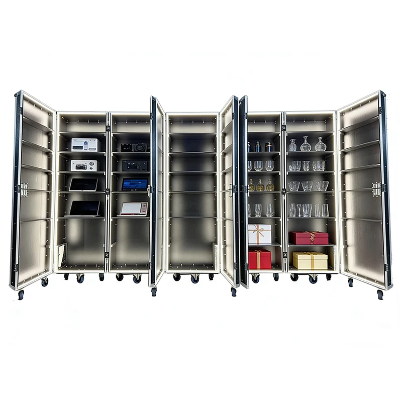 Customized Portable Display Cabinet Flight Case With LED Light - OEM ODM Shockproof Aluminum Display Storage Case for Exhibition