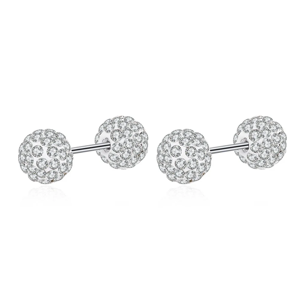 925 Sterling Silver Light Luxury Fashion Threaded Silk Round Bead Zircon Stud Earrings Birthday Party Anniversary Gift