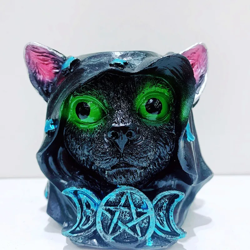Crystal Base Mysterious Cat Doll, Halloween, Magic Cat, Crafts, Furniture Ornaments, Dark Style Kitty