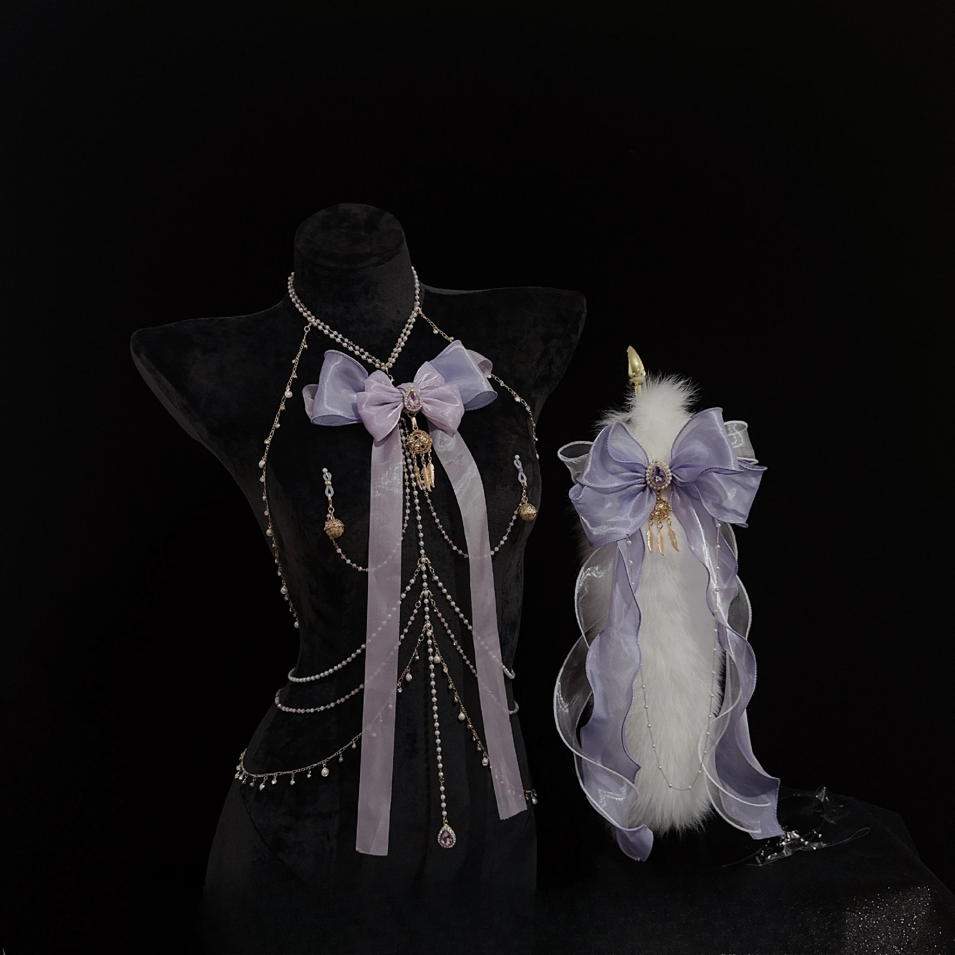 بيرليسسينت القوس كليب للحلمات والمهبل الفراء الحقيقي الذيل المكونات الشرج طوق متكاملة مثير اكسسوارات SM إغاظة ألعاب جنسية #5