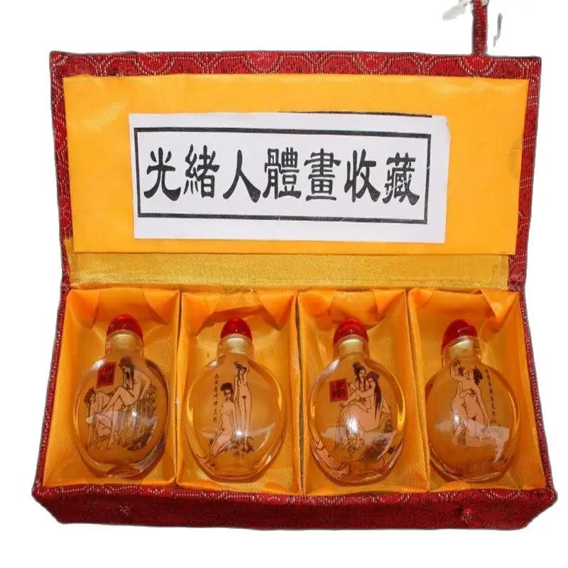 

China Old Beijing Snuff Bottle Built-In Painting Naked Woman A Suit Of 4