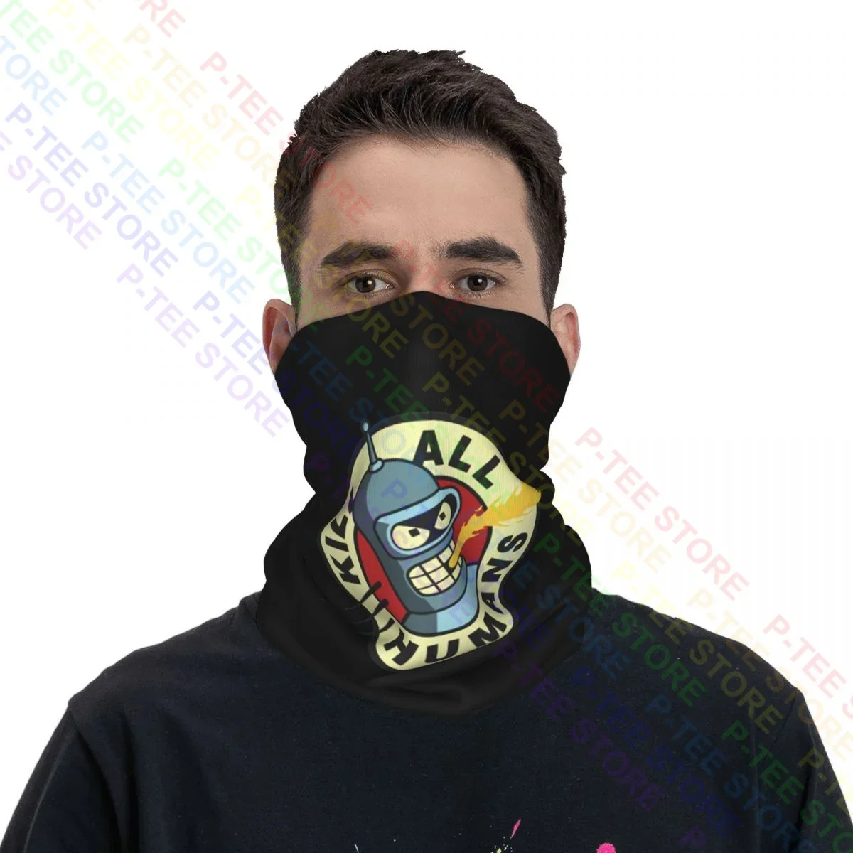 Kill All Humans Bender Robot Beer 영화 Tv 포스터 Art Uk 넥 게이터 반다나 스카프 페이스 마스크 심플