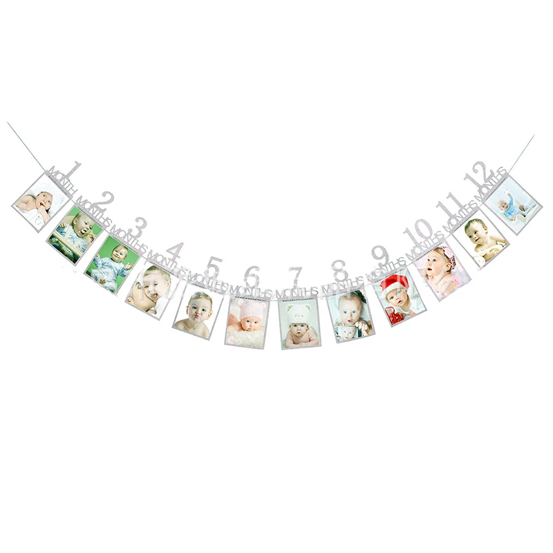 Baby 1. Geburtstag Dekoration Foto Banner 1-12 Monate Foto Requisiten Junge Mädchen Foto Wimpelkette Girlande Baby Shower Party liefert – Detail 11