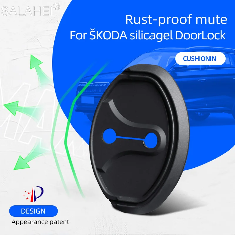 Silicone Car Door Lock Cover Anti-scratch Shock Absorber Cushion for Skoda Fabia Kodiaq GT Karoq Kamiq Octavia Auto Accessories