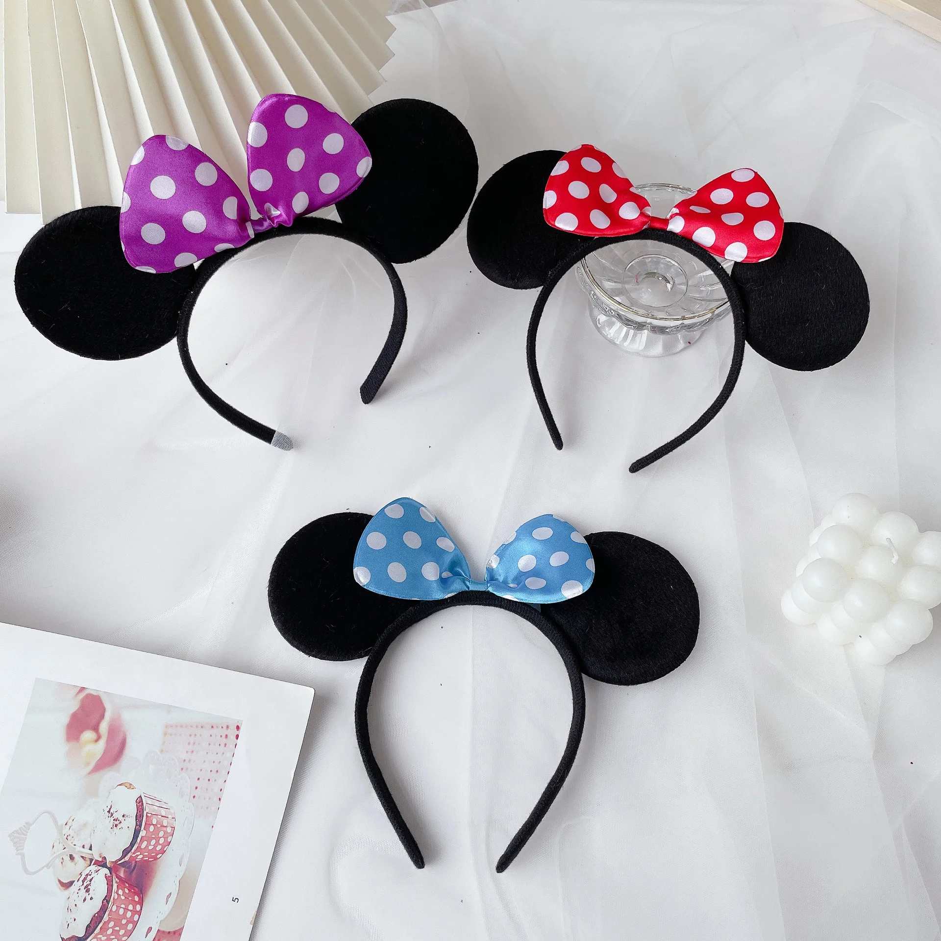 

Fashion Disney Mickey Mouse Ear Women Headband Amusement Park Hair Hoop Party Cosplay Bows Hairband Headwear Girl Toy Birthday
