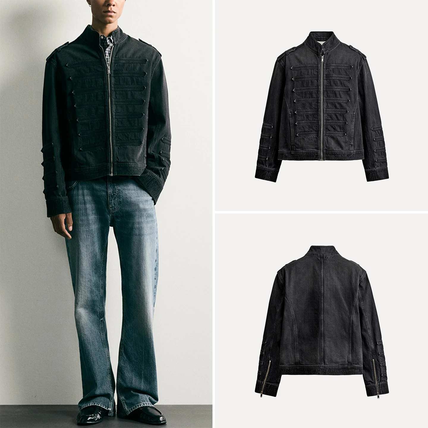 Men's Short Sleeveless Jacket 2026 Autumn Fashion Casual Style Long Sleeve Zhongshan Collar with Decorative Strap Men's Coat