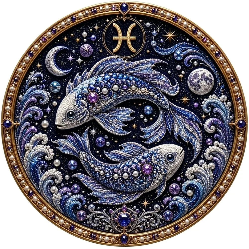 Round Beads 12 Constellation Diamond Painting Kit Entry-level Hademade Beaded Artwork Kit Wall Decor Vintage Style DIY Craft Set