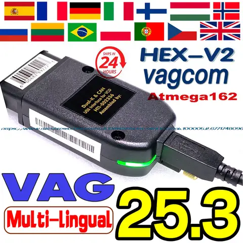 2025 VCDS HEX V2 Interface VAG COM Update V25.3 FOR VW For AUDI Skoda Seat Multi-Language Car Autocom VAG HEX  Diagnostics Tool