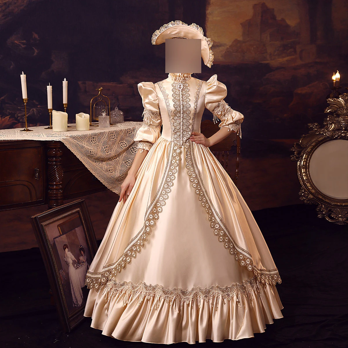 GUXQD Magas légnyomású levegő Láncfonal Udvarlás Rokokó Barokk marie antoinette golyós Bor színe 18 Évszázad Felújulás victorian dresses Maskara Bor színe