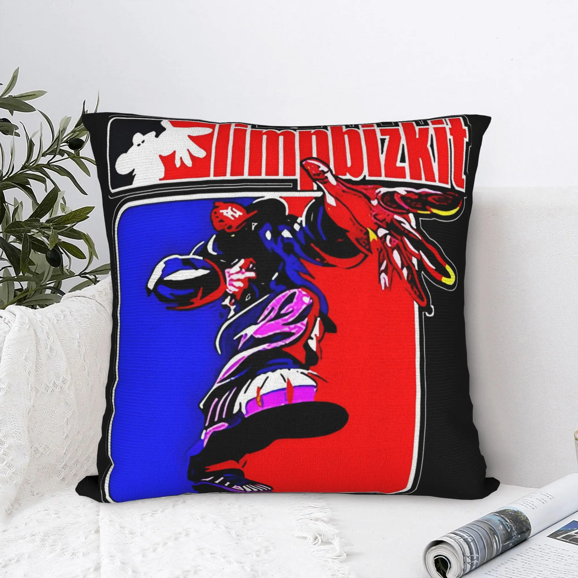 Limp Bizkit Art Square Pillow Covers Polyester Room Rap Rock Cushion Case Creative Decorative Throw Pillow Case 45*45
