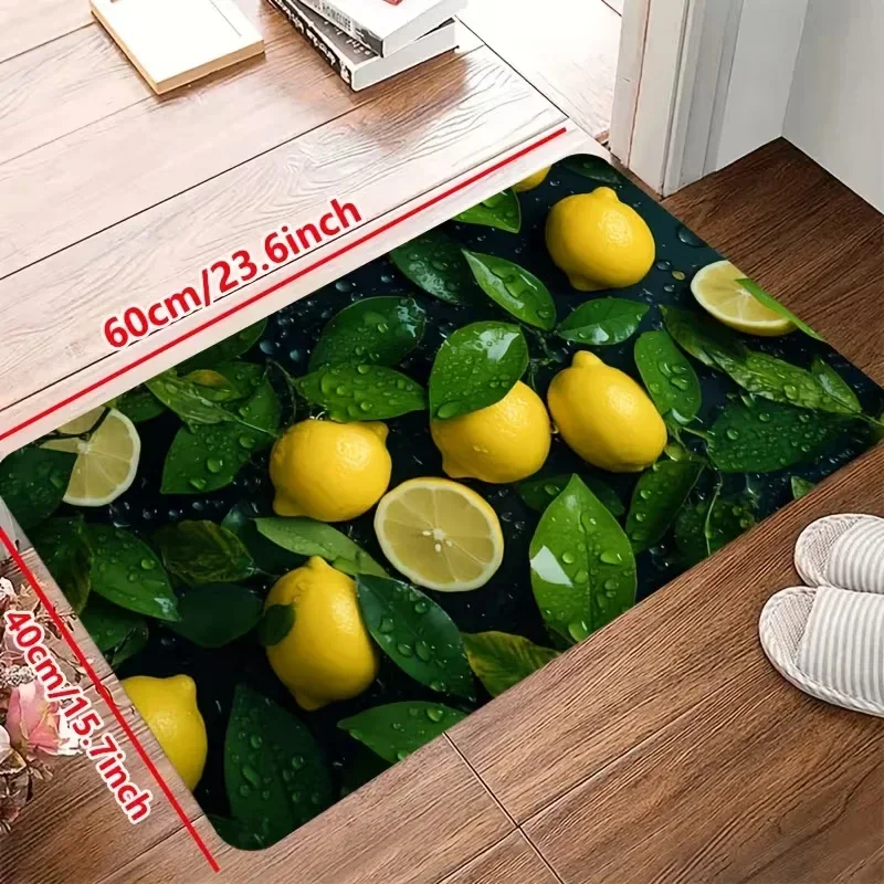 VIKAMA Lemon Kitchen Mat Non Slip Washable Rug Anti Fatigue Citrus Floor Mat Kitchen Rugs For Floor Laundry Room Decor Carpet