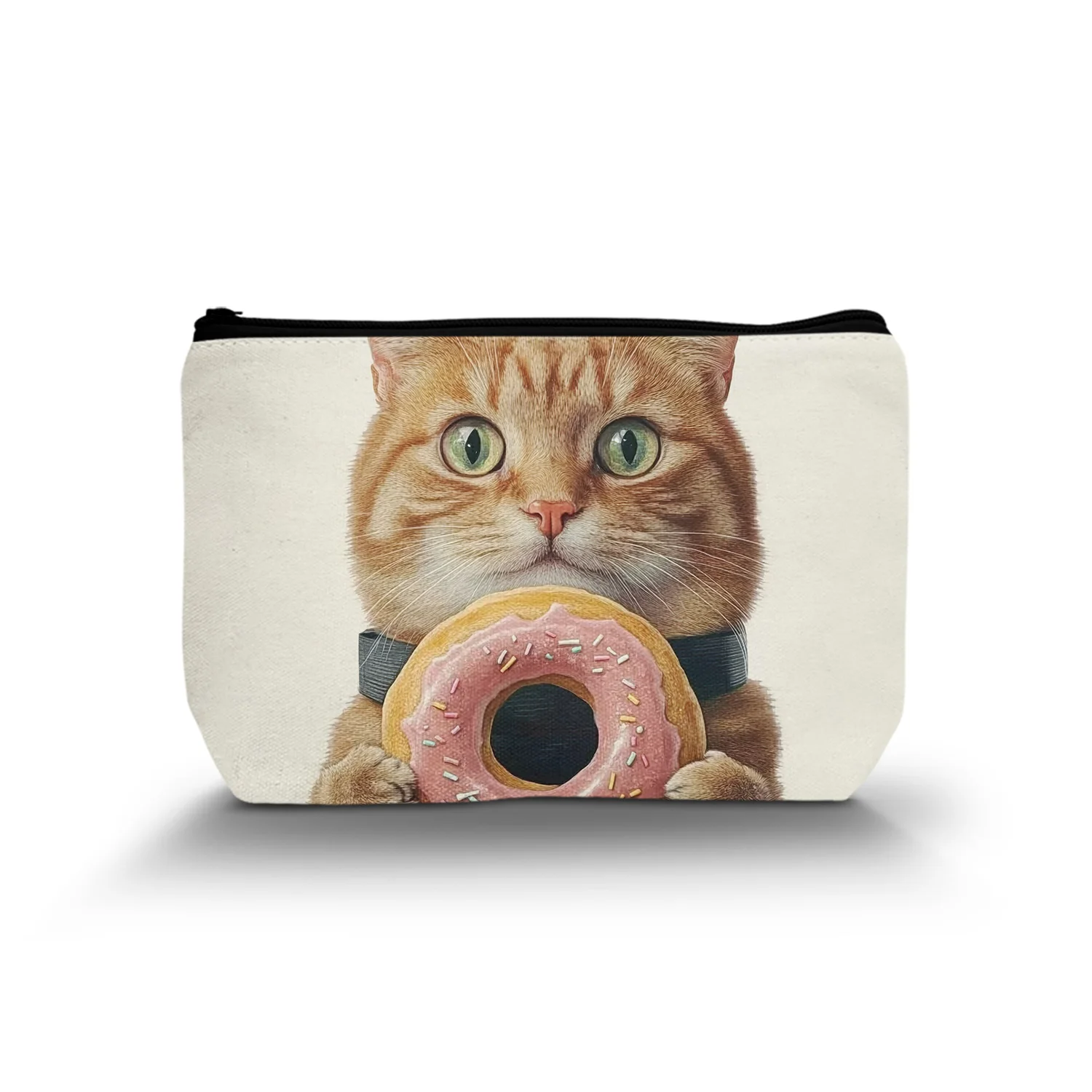 1Pc Vivid With Donut Cat Aesthetic Cosmetic Bag Durable And Fashionable Women'S Cosmetic Bag Suitable For Daily And Travel A