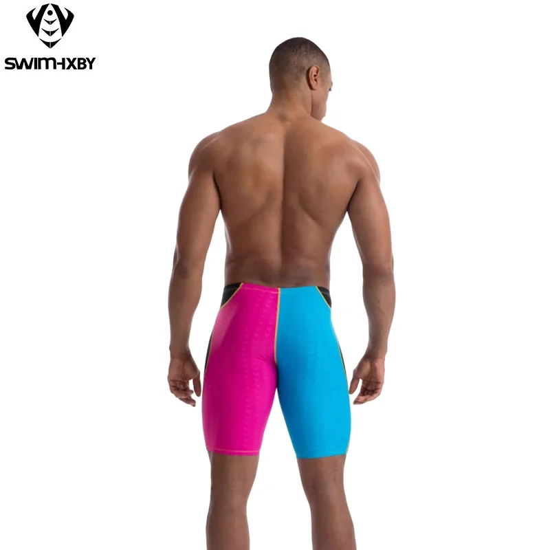 Men Professional Racing Jammer Swim Trunks Anti-Chlorine Drag Reduction Quick Dry Compression Swim Shorts