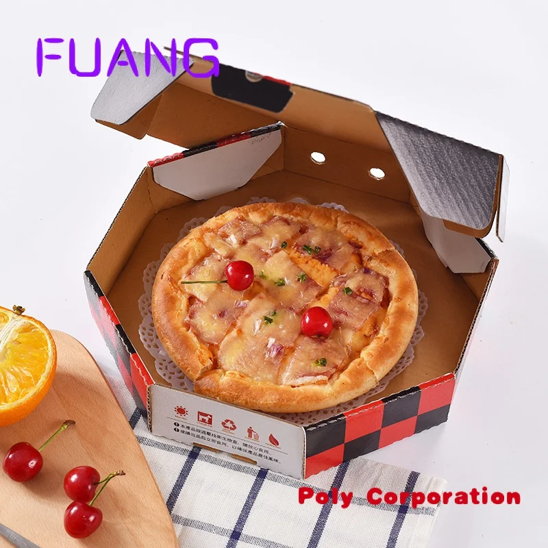 Custom  Wholesale 12 Inch Food Grade Biodegradable Corrugated Black Kraft Paper Packaging round shaped pizza box