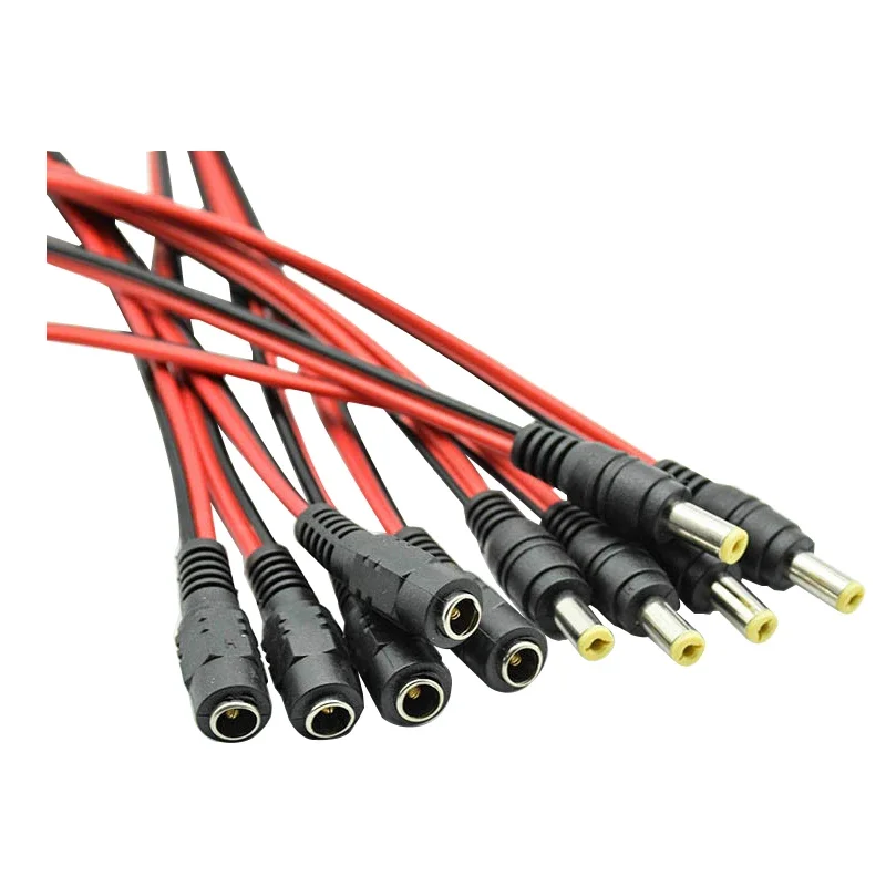 1 5 10-częściowe męskie żeńskie złącze zasilania DC 5V 12V 5.5x2.1mm Adapter wtyczki kabla do kamery telewizyjnej 5050 2835 Taśma LED Taśma świetlna