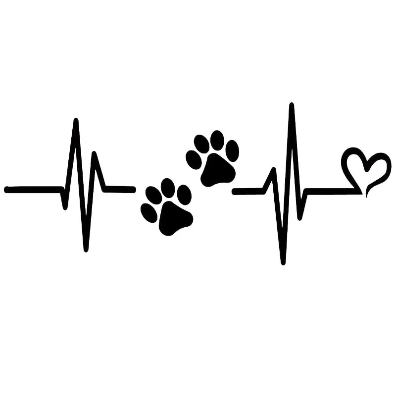 Car Sticker for Heartbeat Liveline Love Dog Paw Pet Theme Window Glass Vinyl Decal