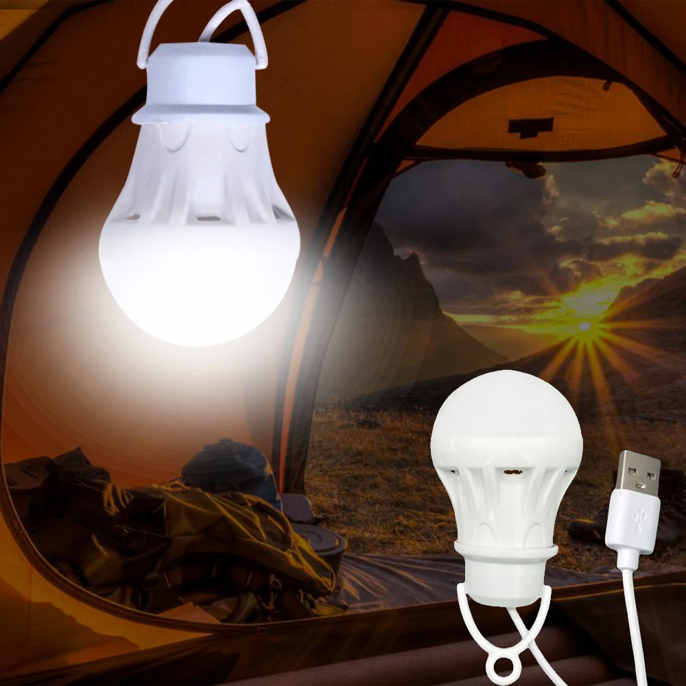 

Mini USB LED Light Portable Buld Lamp 3/5W USB Power Outdoor Camping Tent Lantern Book Reading Night Light for Student Study