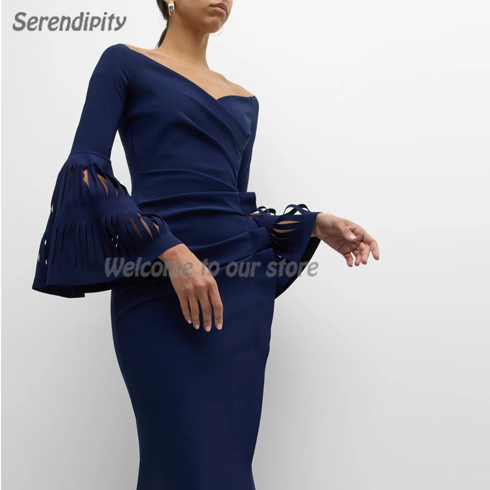 Serendipity-Vestido largo de noche para mujer, traje elegante con cuello en V y manga abullonada, para fiesta de cóctel y graduación, 2024