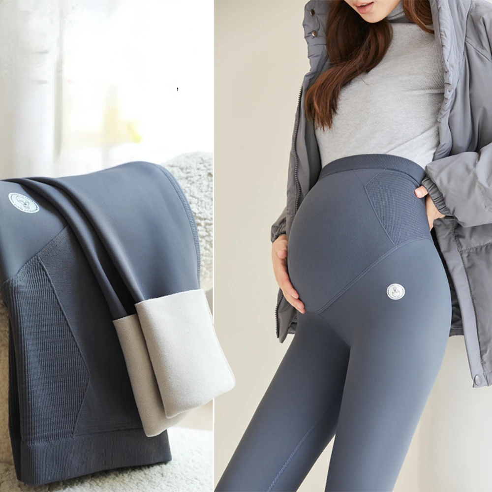 Winter maternity Leggings Velvet Fleece Slim High Waist Skinny pregnant women clothing Leggins Thermal Pants Warm Legging