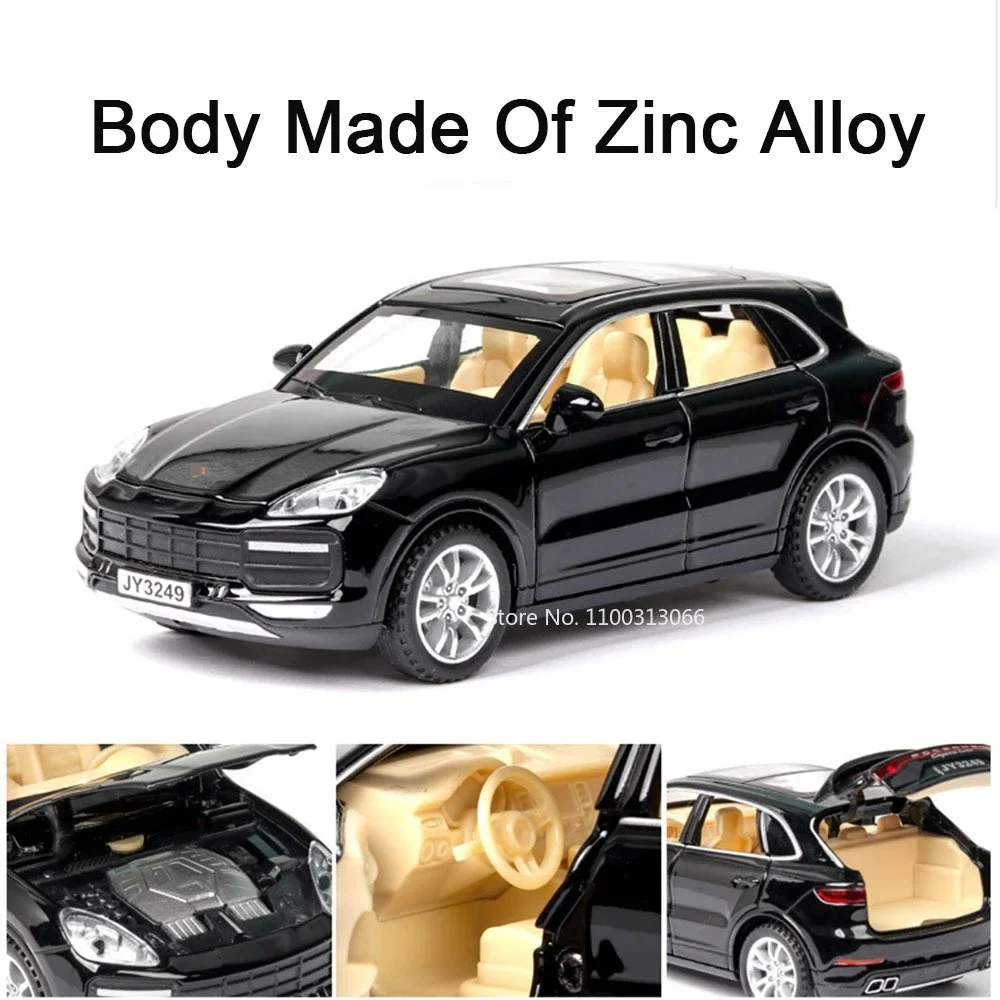 1:32 Scale Porsche Cayenne Toys Models Cars Alloy Diecasts Rubber Tires Vehicles with Light Sound SUV for Child Birthday Gifts