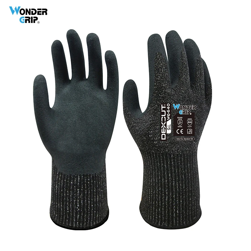 

Wonder Grip 12 Pairs/ 24 Pcs Level A4/C Anti-Cut Safety Work Gloves 13 Gauge Mineral Fiber&Nylon Lining Nitrile Palm Coating