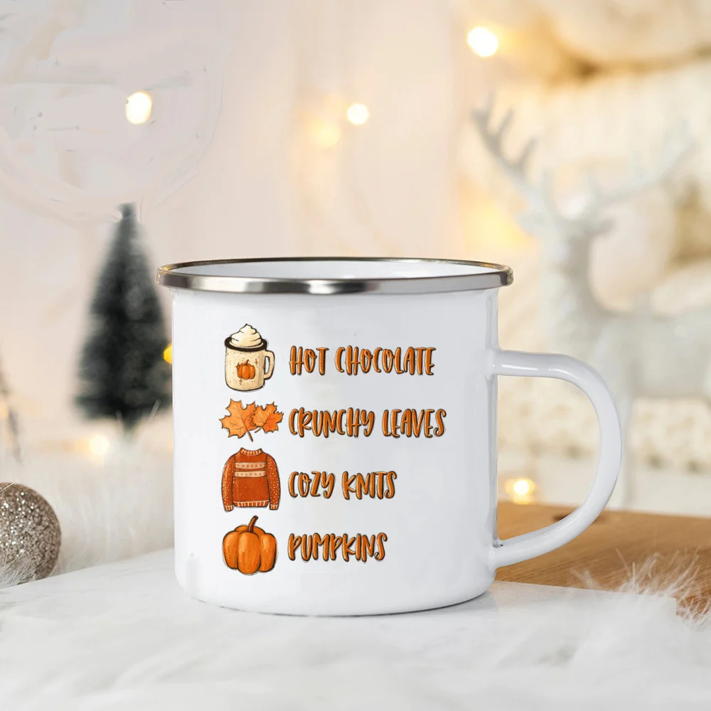 Tis The Season smalto Mug Pumpkin Spice Fall Coffee Mug Cute Autumn Coffee Latte Cup Campers Gifts Ideas Cup bevande autunnali