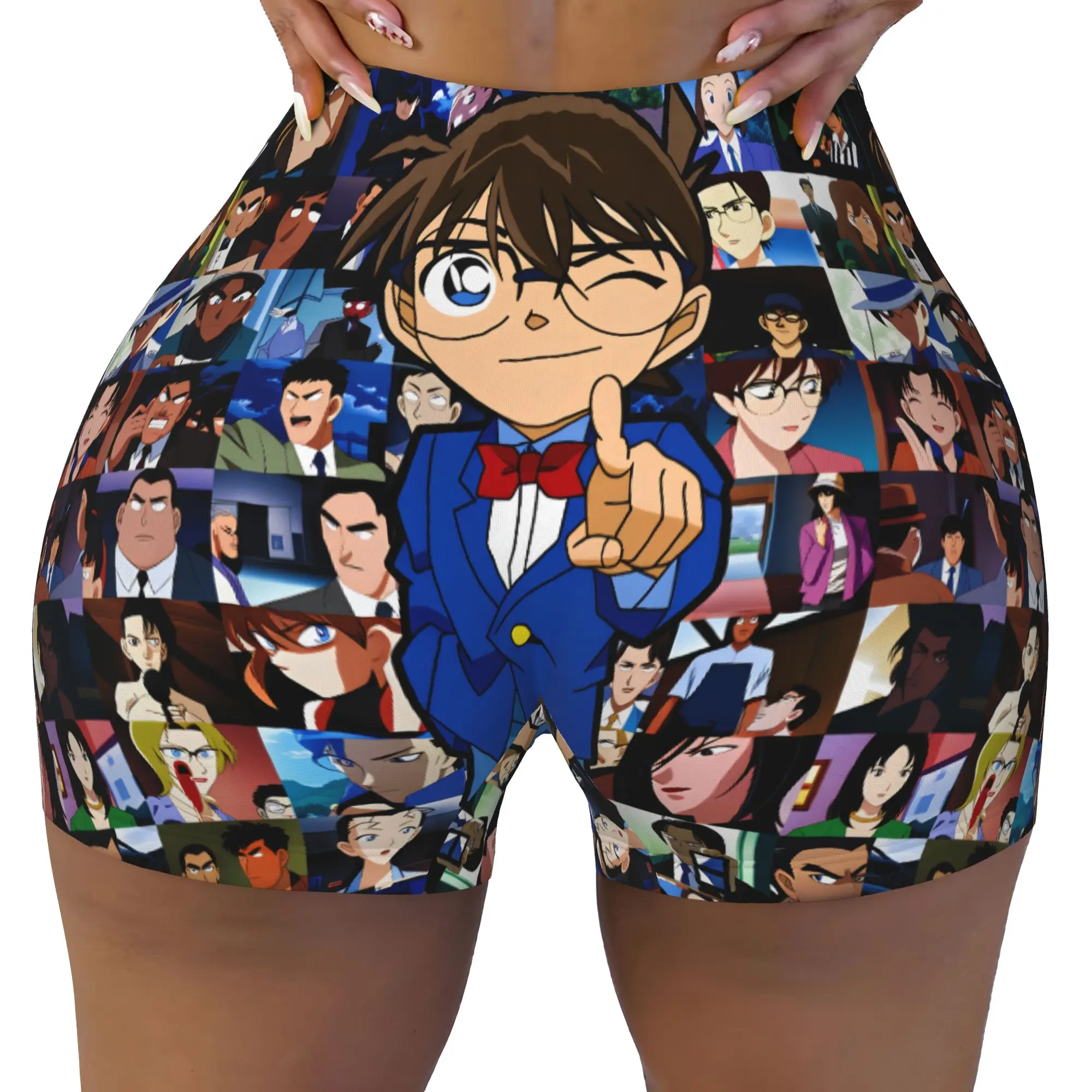 Detective Conan Edogawa Heiji Hattori Volleyball Biker Workout Shorts Women's Ran Mouri Kaito Kid Athletic Gym Yoga Shorts