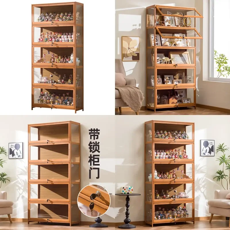 Lockable Acrylic Display Case Transparent Dustproof Shelf for Model Building Blocks Ornaments Figure Storage Box