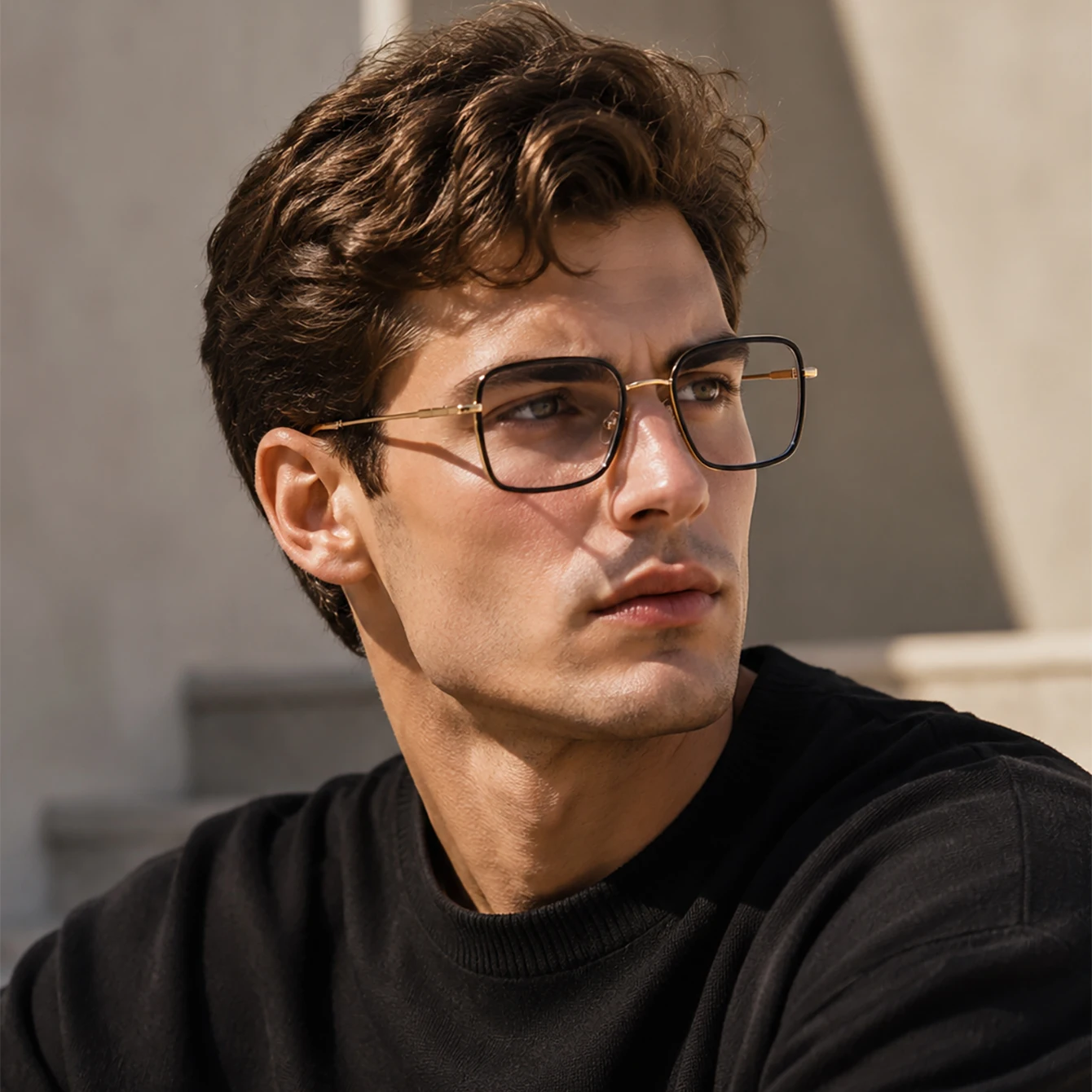 1pc Blue Inner Temple Square Anti Blue Light Glasses Full Frame Non-Prescription Eyeglasses for Women Men Daily Street Casual