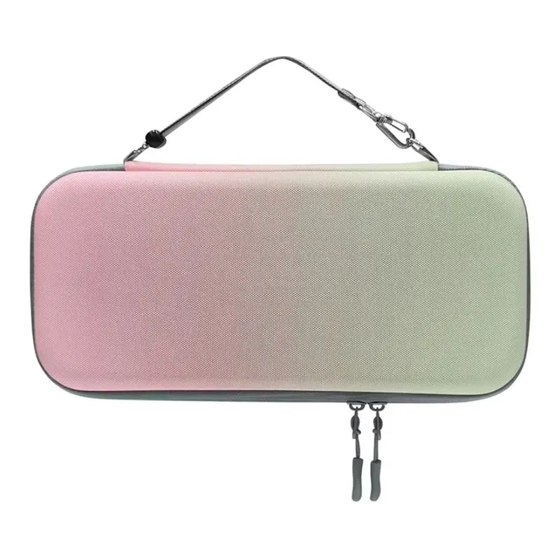 ABKQ-Carrying Case For Switch 2 Host Protective Portable Hard Shell Case With Dual Zipper Ergonomic Handle Pink Green