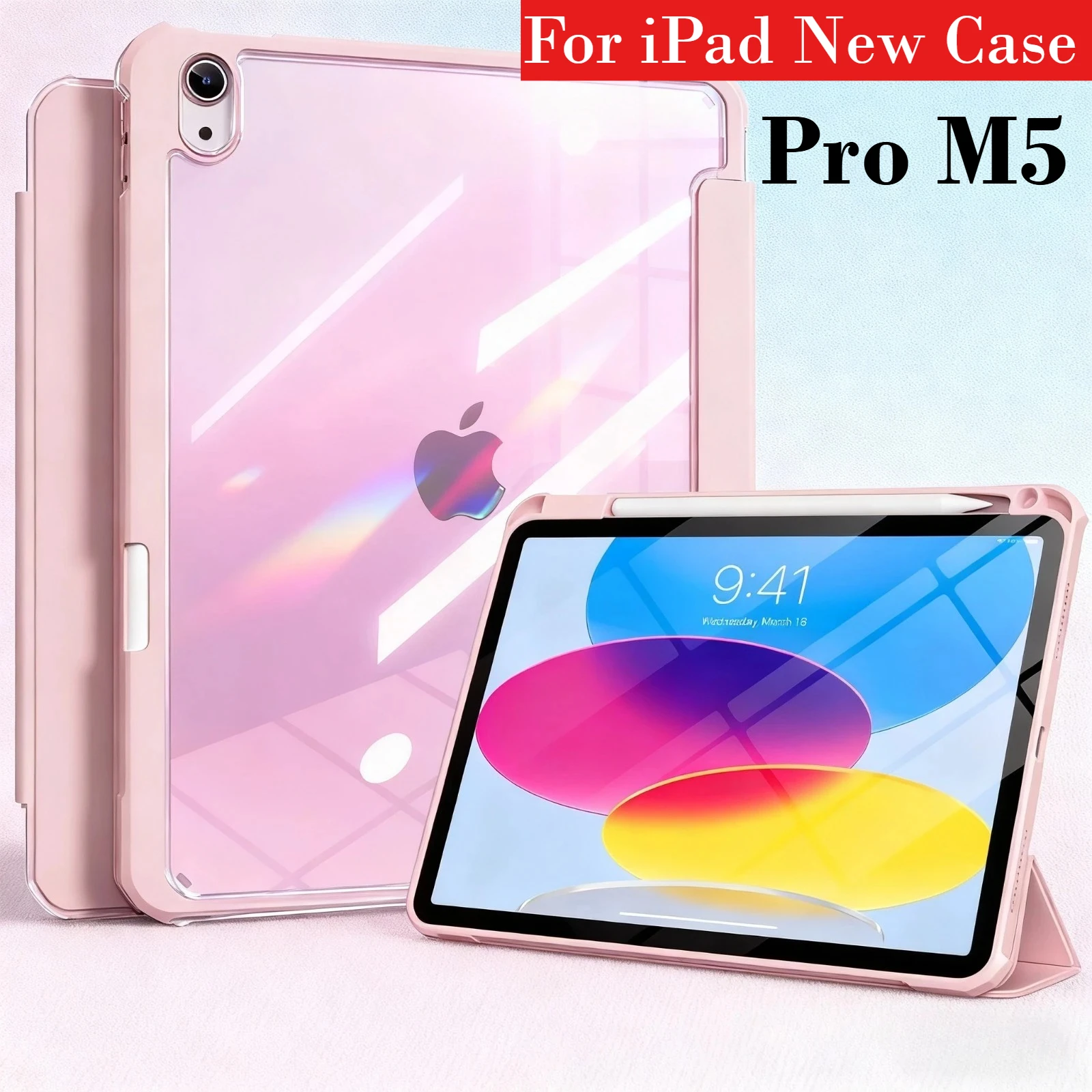 

Новый чехол для планшета 2025 года для iPad Pro M5 11 13 дюймов Mini Air 7 6 5 4 11 10th Generation m2 m3 10,2 дюйма, прозрачный акриловый противоударный чехол