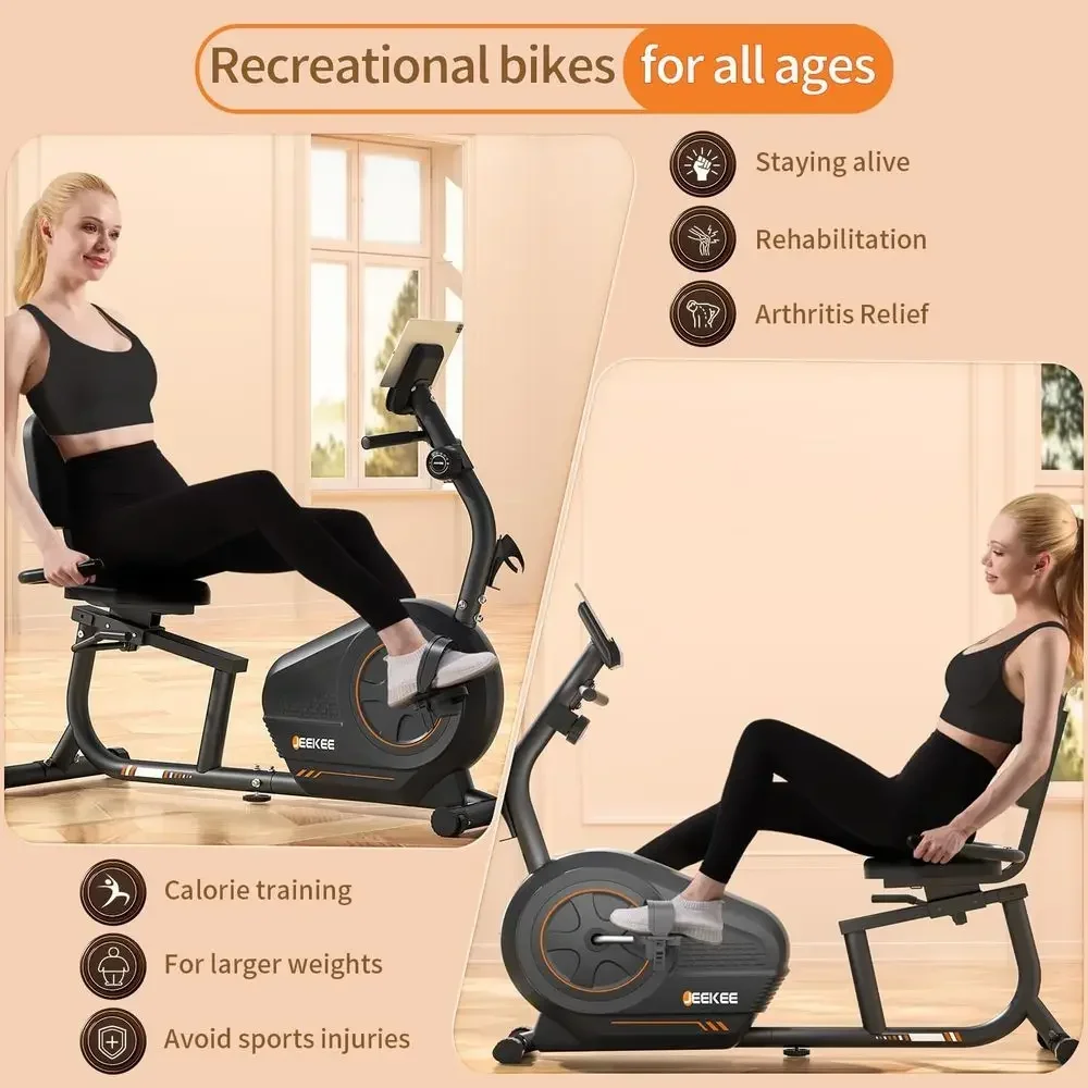 Heavy-Duty 400LB Capacity Magnetic Resistance Exercise Bike with 16 Levels, Heart Rate Monitor