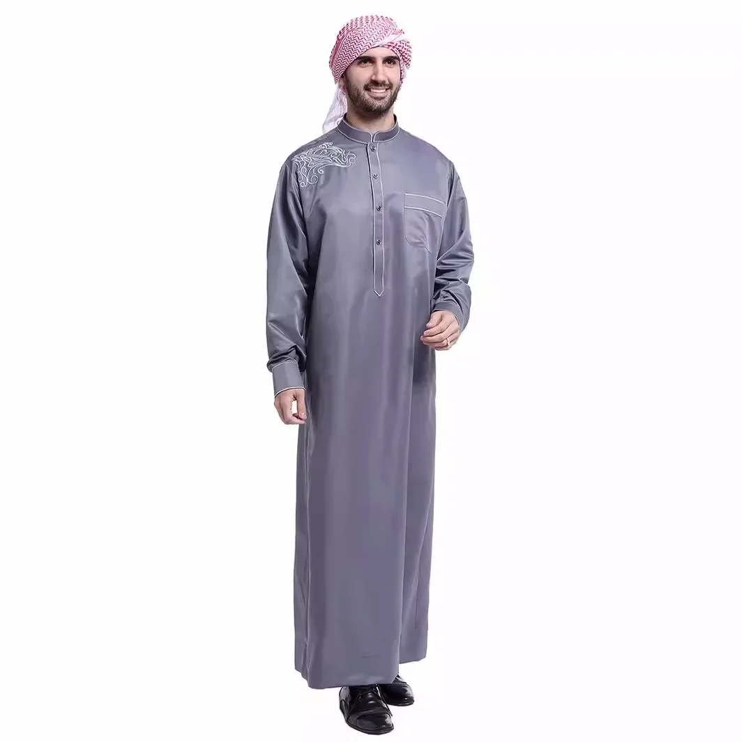 Abaya Ropa de túnicas musulmanas de nuevo estilo para hombres, Dubai, Pakistán, batas musulmanas de Oriente Medio, Arabia Saudita, musulmán de Oriente Medio