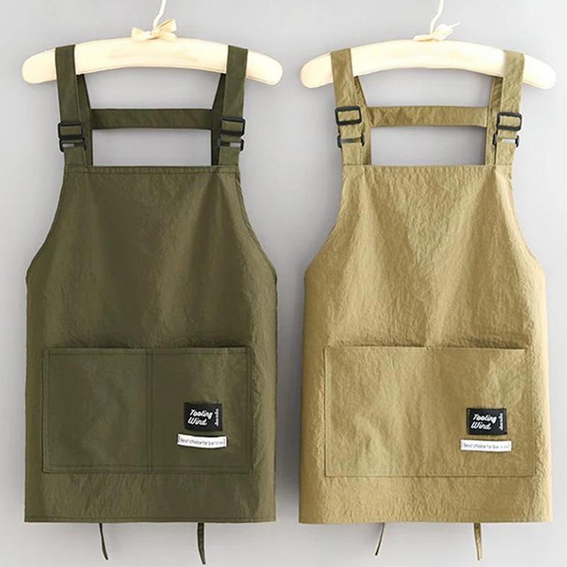 Household Canvas Apron Oil-proof Can Wipe Hands Kitchen CookingMen Women Adult With Tool Pockets Fashion Coffee Over Apron