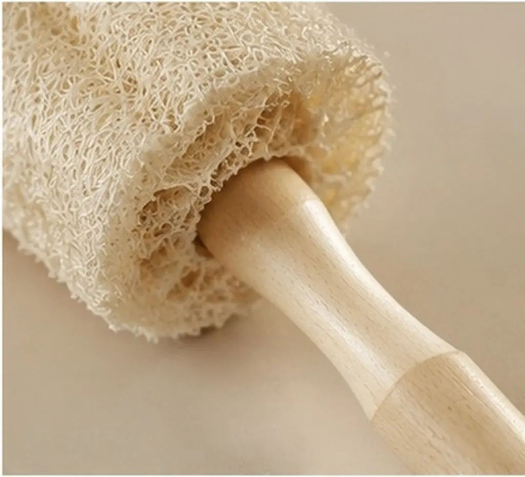 3Pcs Wooden Handle Loofah Cup Brushes Heavy Duty Dish Cleaning Set 360 Degree Deep Clean Non Scratch Wall Mountable for Mugs