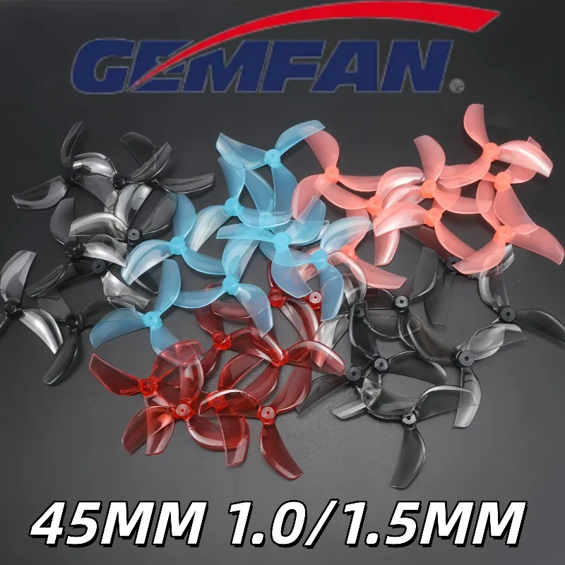 8PCS Gemfan 45mm 3-Blade PC Propeller T-Mount 1mm 1.5mm 0805 Motor For FPV RC Freestyle Tinywhoop Drones MOBULA 7 Props