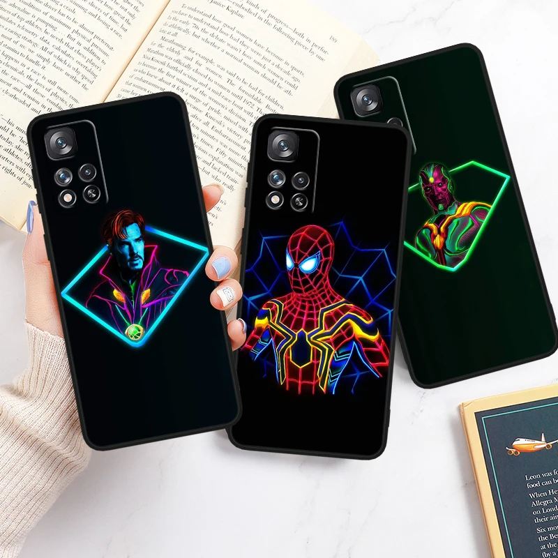 

Marvel Hero Color For Redmi Note 13 12 Turbo 11T 11P 11E 11S 10T 10S 10 9 Pro Plus Max Silicone Black Phone Case