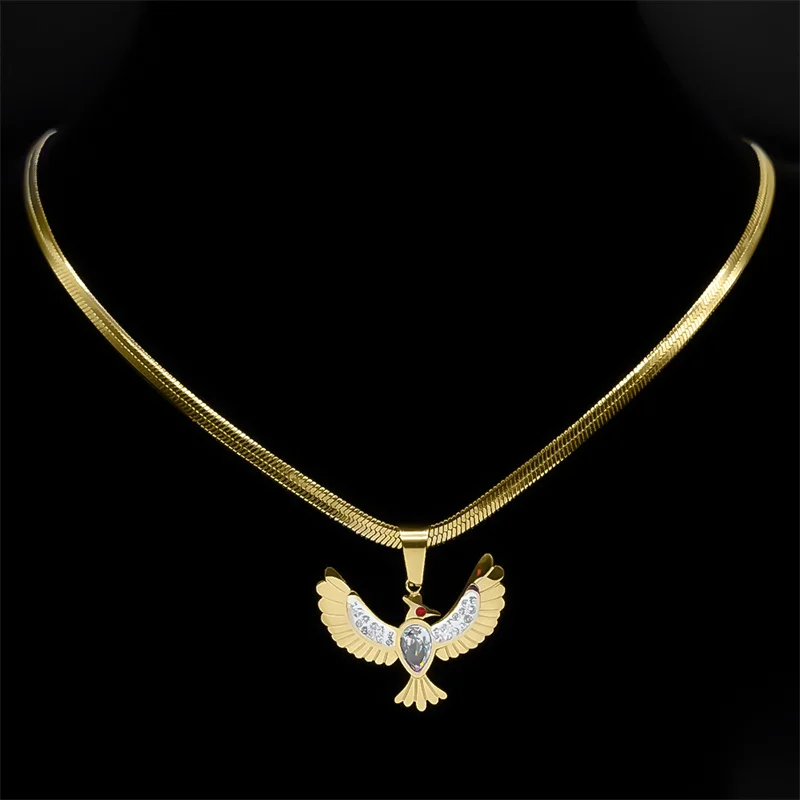 Vintage Crystal Hummingbird Necklaces for Women Stainless Steel Rhinestone Clavicle Chain Birds Necklace Jewelry Gifts NZZZ33S04